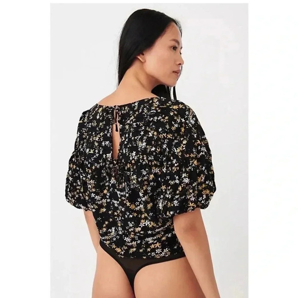 Free people black floral bodysuit - Picture 3 of 13